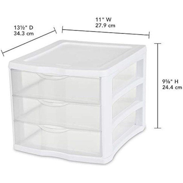 Sterilite 17918004 3 Drawer Unit, White Frame with Clear Drawers, Pack of 4  - AliExpress